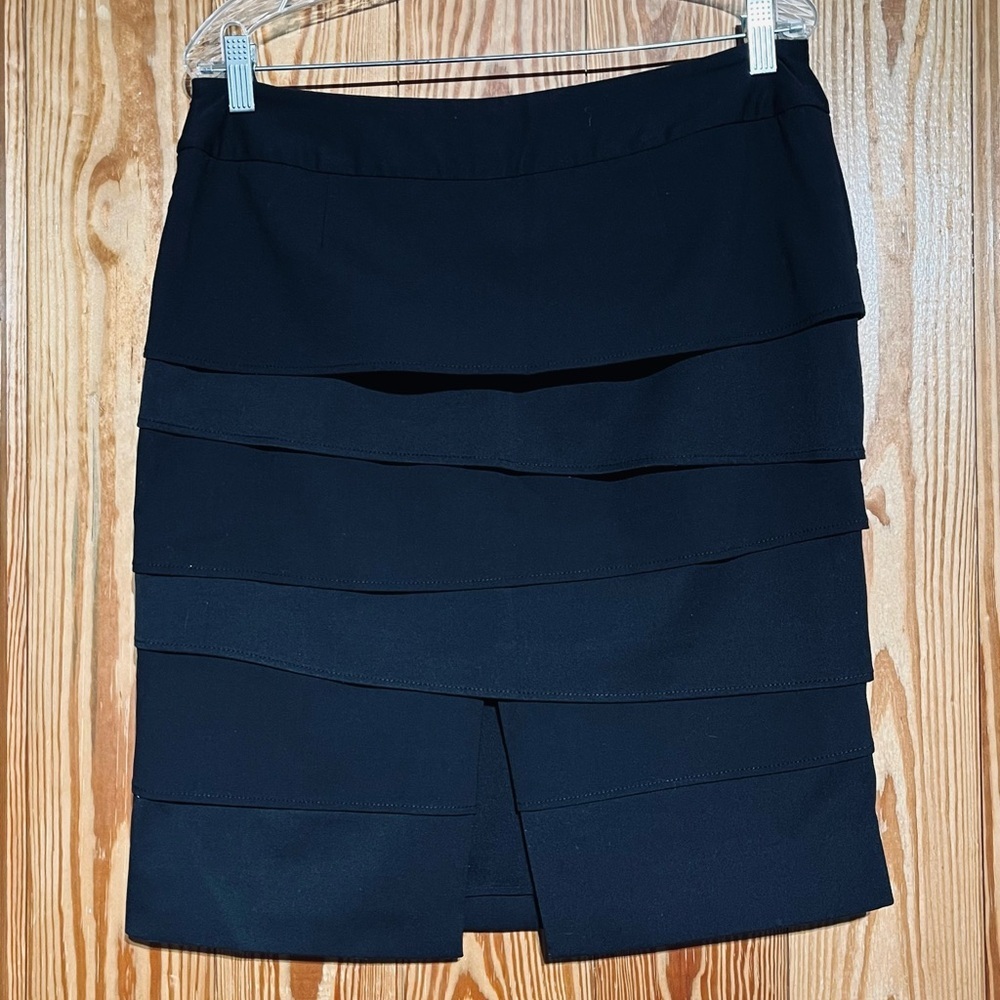 WHBM White House Black Market Black Layered Pencil Skirt Instantly Slimming